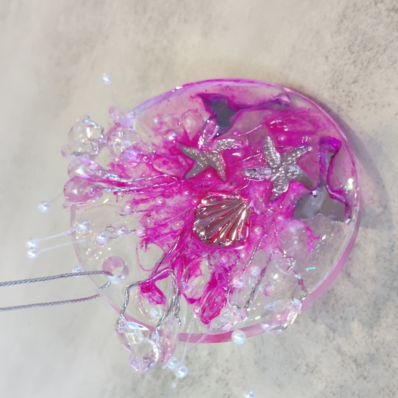 Handmade Pink Mermaid Resin Christmas Ornament - Picture 4 of 4